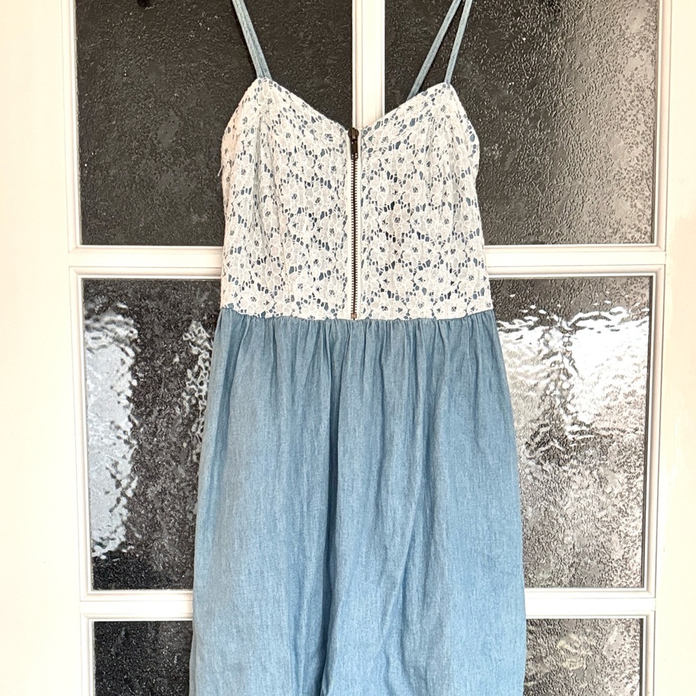 Blue Jean and White Lace Dress
